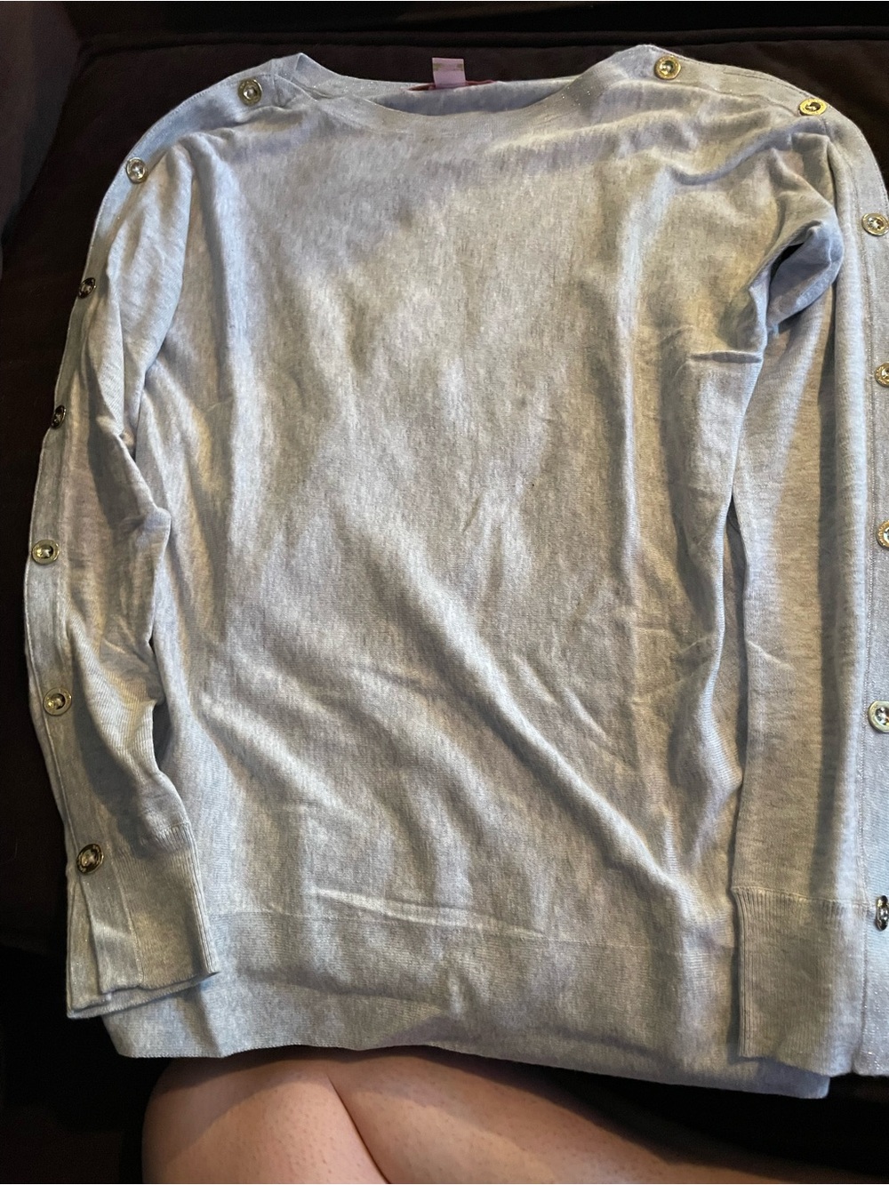 Lilly Pulitzer Gray Knit Sweater with Pink Label